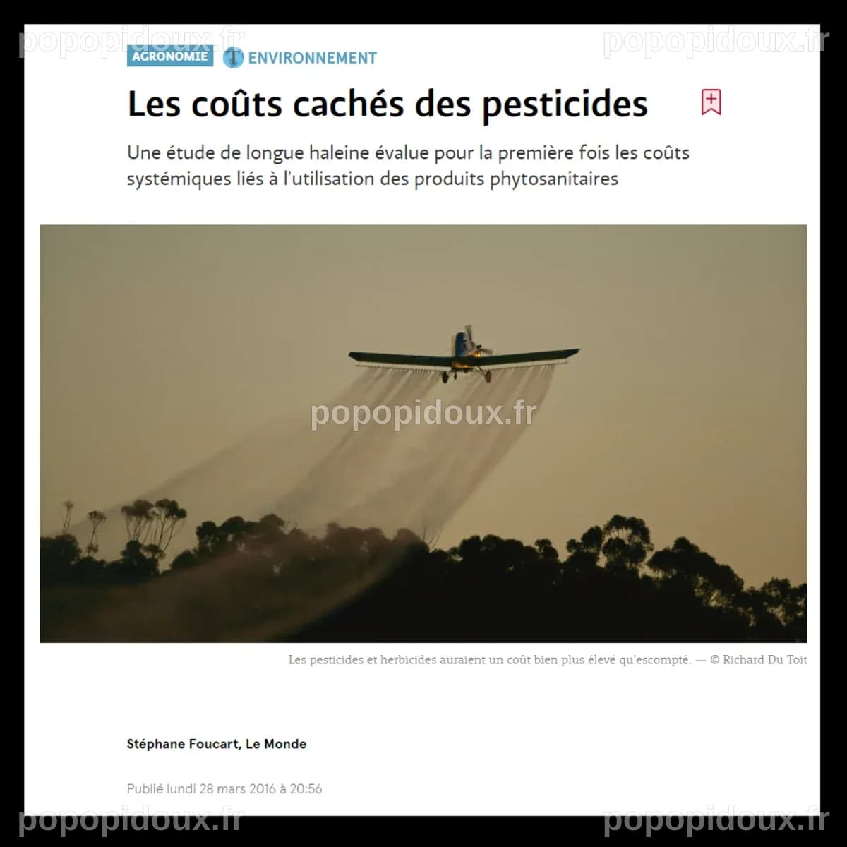 Les «coûts cachés» des pesticides ont des conséquences sociétales ...