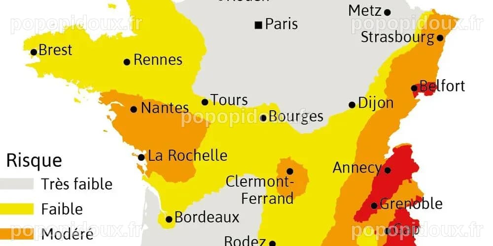 Carte. Quels risques en France, où sont localisées les zones sismiques