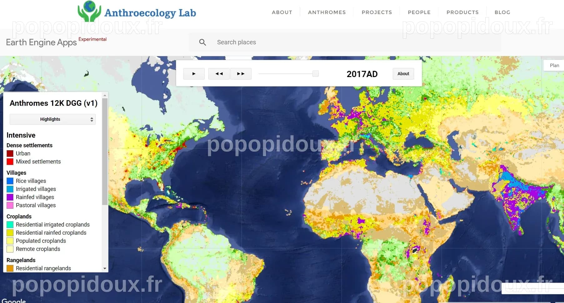 Cartographie numérique: Une carte animée des biomes anthropogéniques ou ...
