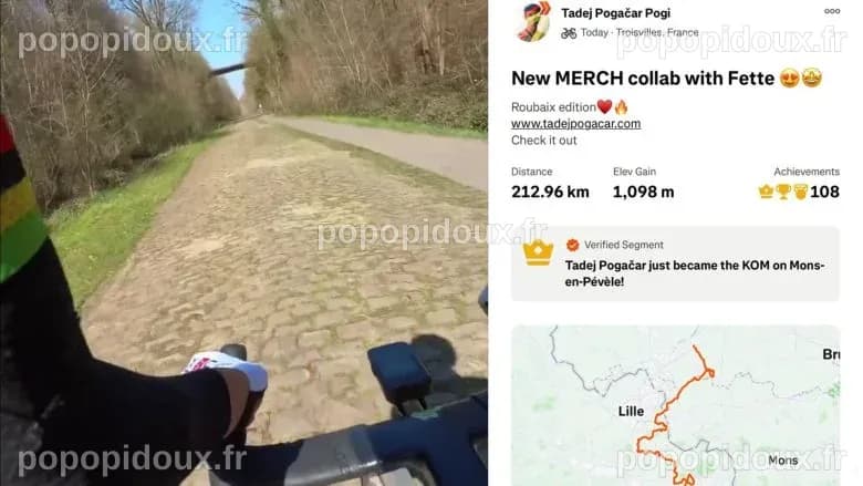 . Paris-Roubaix - Tadej Pogacar en reconnaissance sur les pavés... et a ...