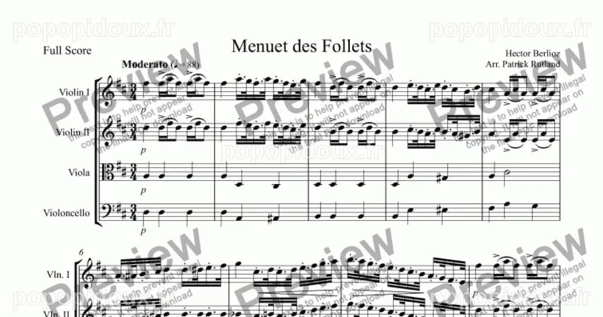 Berlioz Menuet des Feux Follets (The Wills-o’-the-Wisp) for String Quartet