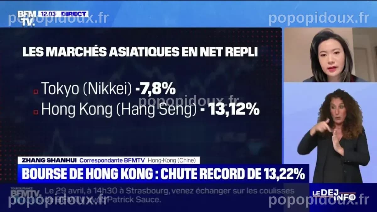 La Bourse de Hong Kong observe une chute de 13,22%, la plus forte ...
