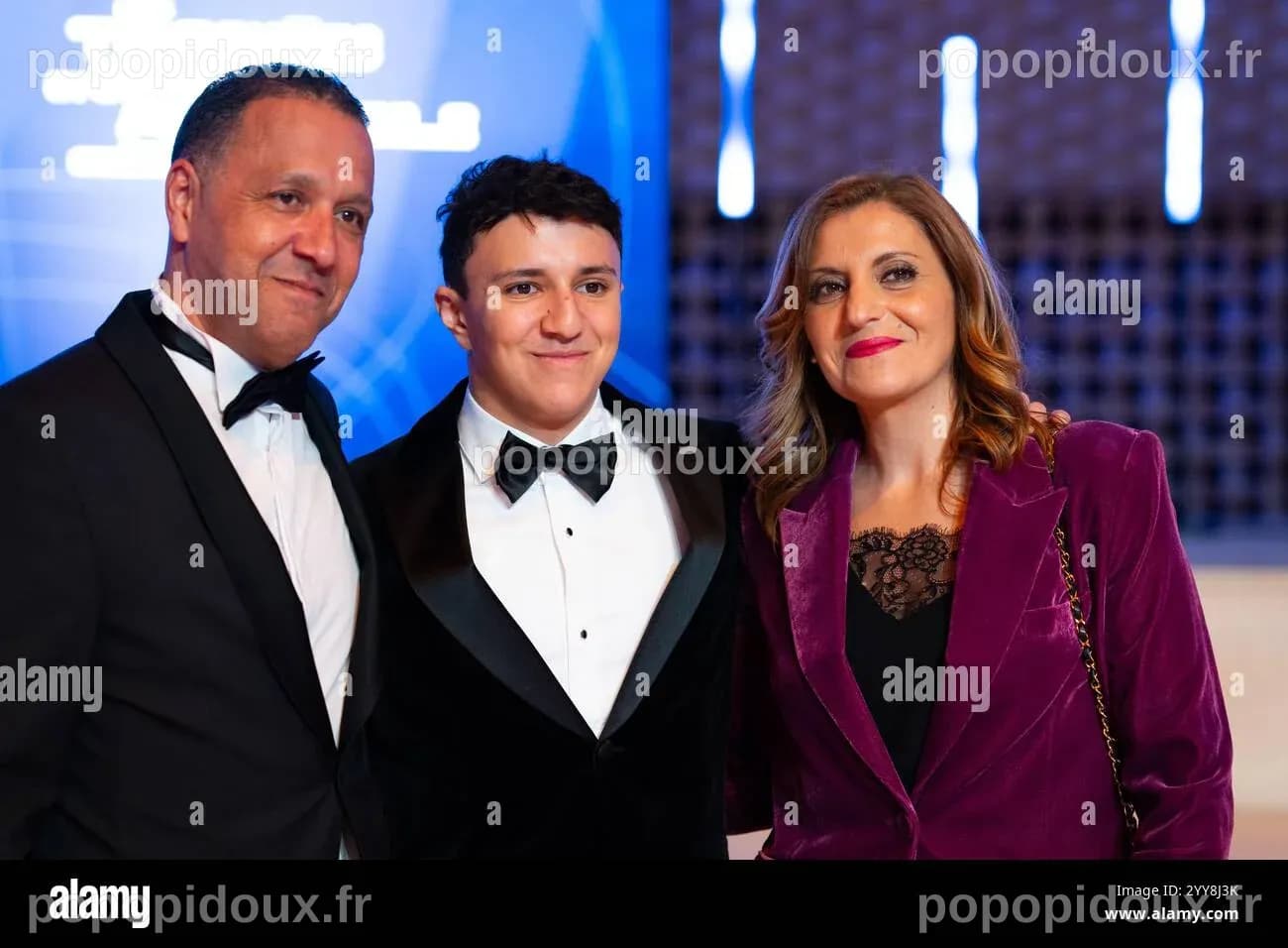 HADJAR Isack (fra), portrait and his parents Randa and Yassine during ...