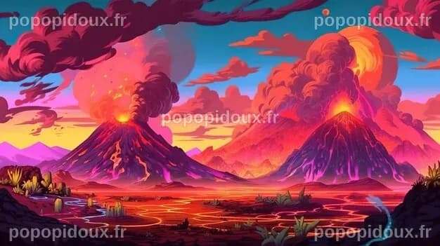 Fond abstrait volcans de feu et lave Une conception de bannière ...