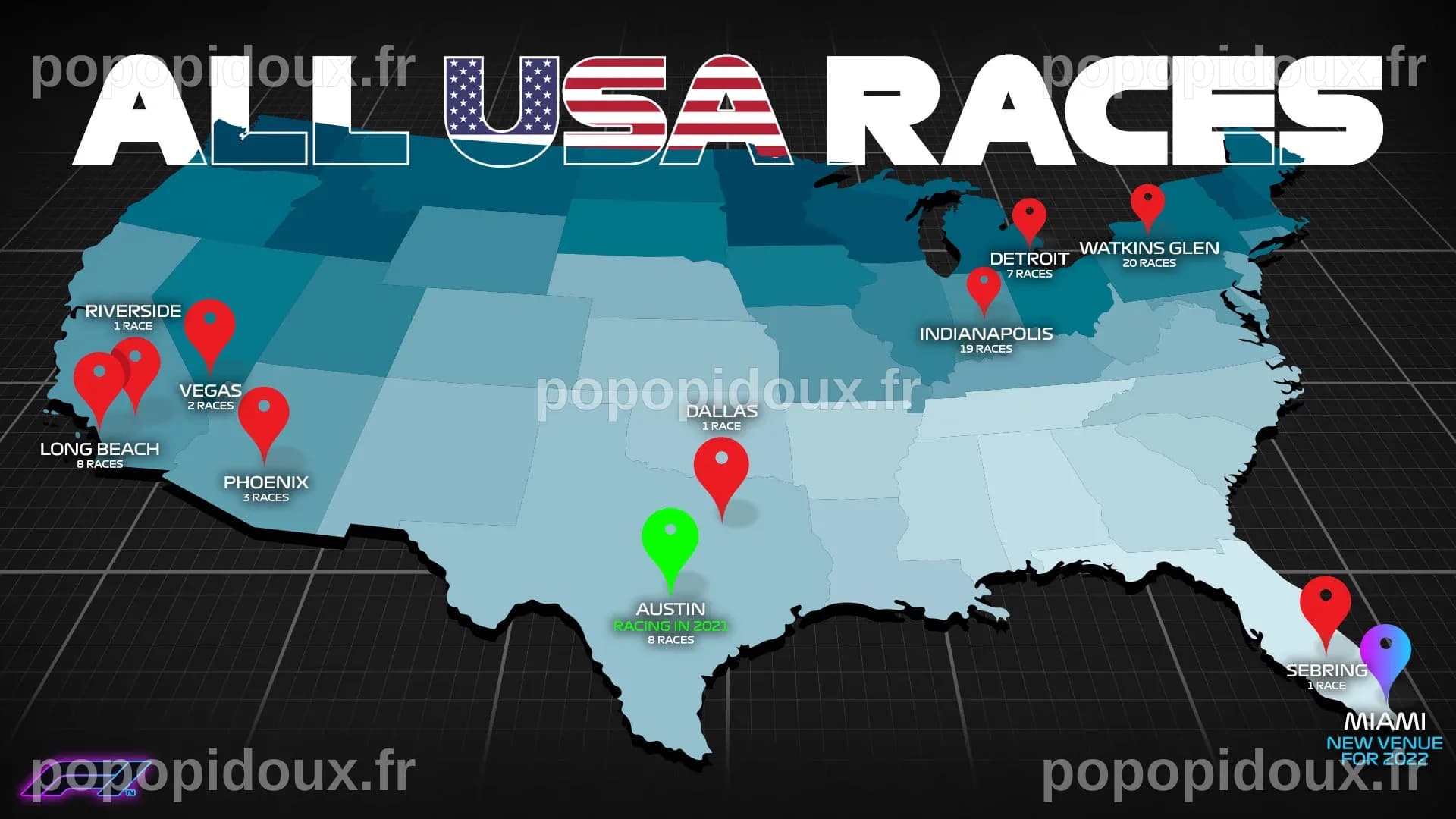 Pouvez-vous nommer toutes les villes ayant accueilli un Grand Prix de Formule 1 aux États-Unis ?