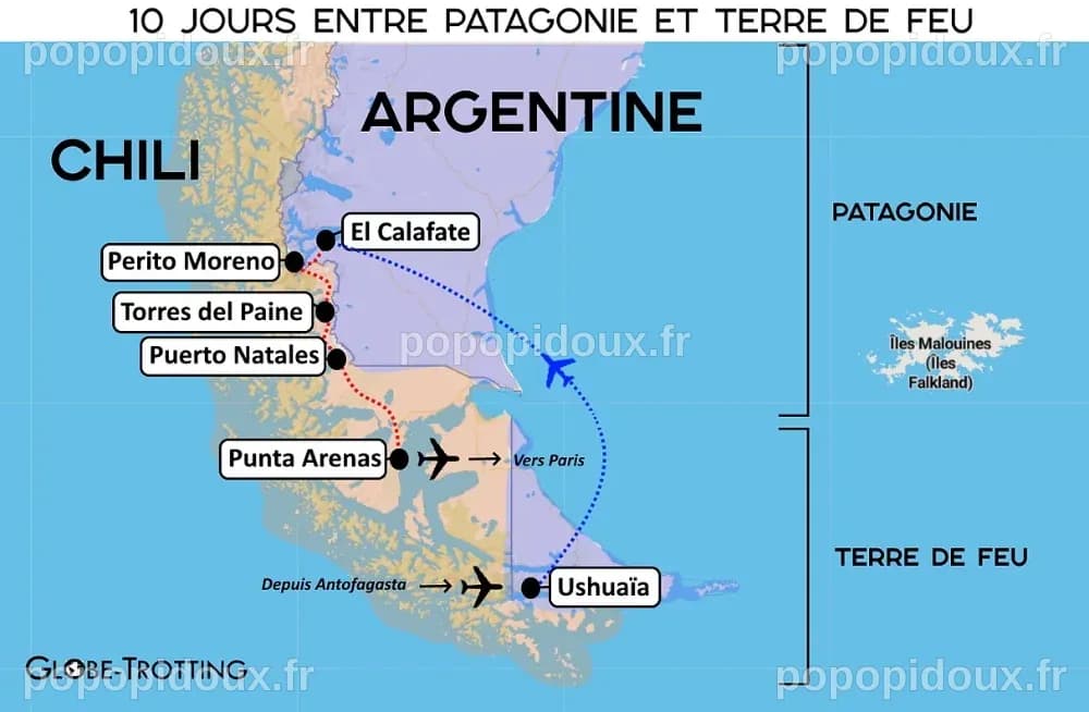 Carte Du Monde Du Désert De Patagonie